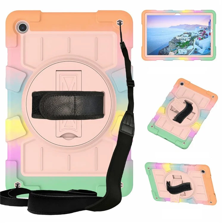 For Samsung Galaxy Tab A9+ Rugged Kickstand Cover TPU+PC Tablet Case with Shoulder Strap
