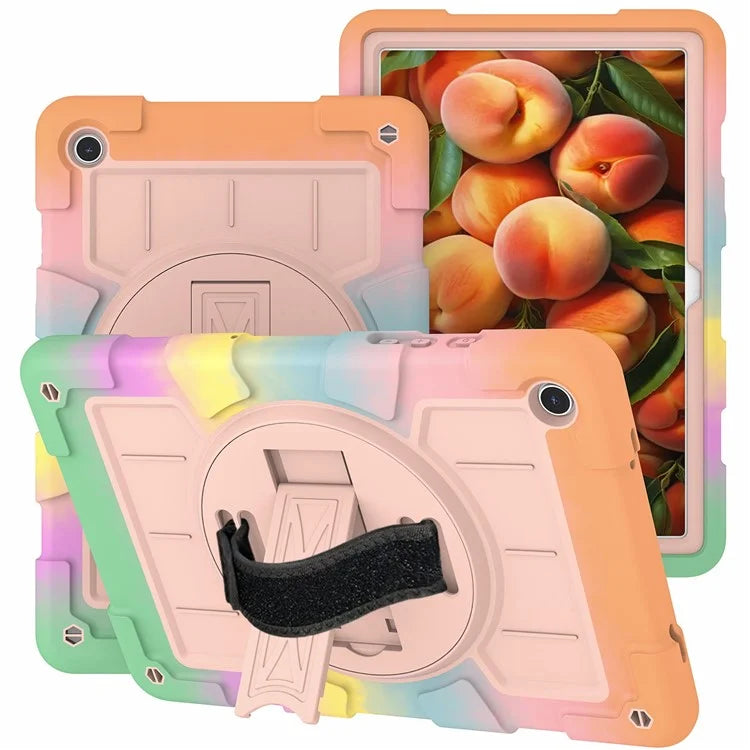 For Samsung Galaxy Tab A9+ Rugged Kickstand Cover TPU+PC Tablet Case with Shoulder Strap
