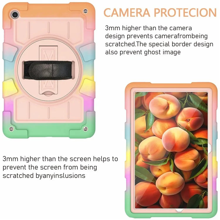 For Samsung Galaxy Tab A9+ Rugged Kickstand Cover TPU+PC Tablet Case with Shoulder Strap