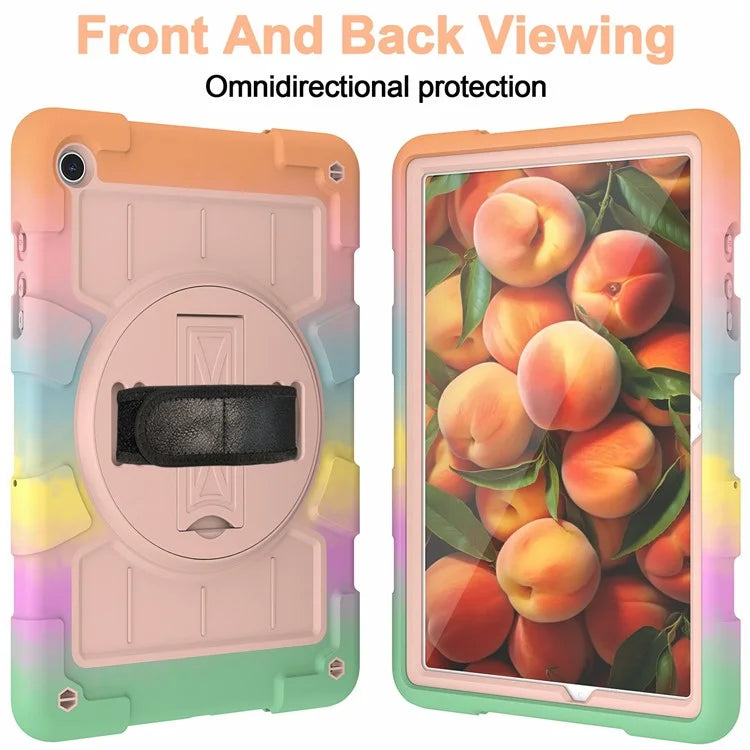 For Samsung Galaxy Tab A9+ Rugged Kickstand Cover TPU+PC Tablet Case with Shoulder Strap