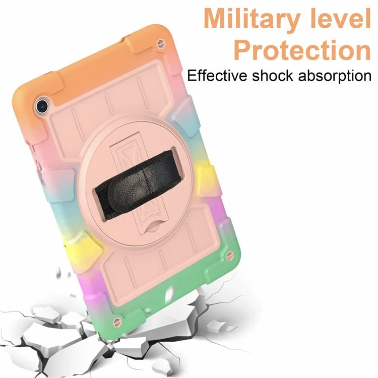 For Samsung Galaxy Tab A9+ Rugged Kickstand Cover TPU+PC Tablet Case with Shoulder Strap