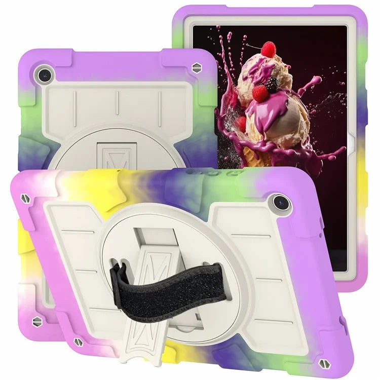 For Samsung Galaxy Tab A9+ Rugged Kickstand Cover TPU+PC Tablet Case with Shoulder Strap