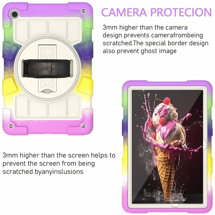 For Samsung Galaxy Tab A9+ Rugged Kickstand Cover TPU+PC Tablet Case with Shoulder Strap