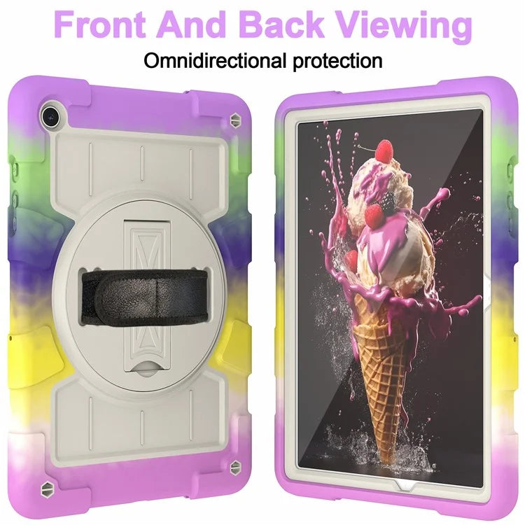 For Samsung Galaxy Tab A9+ Rugged Kickstand Cover TPU+PC Tablet Case with Shoulder Strap