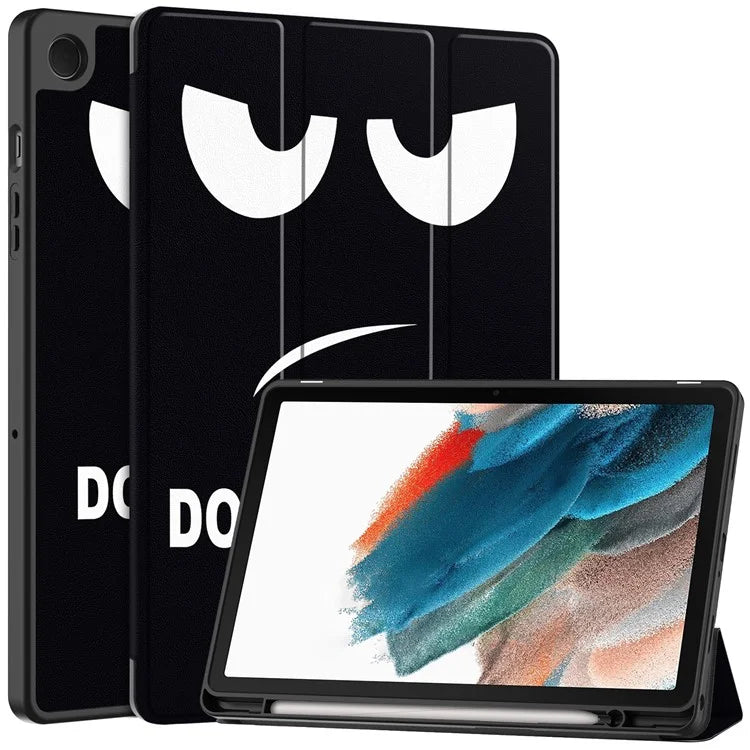 For Samsung Galaxy Tab A9+ Case Pattern Printing PU Leather Tri-fold Stand Cover with Pen Slot