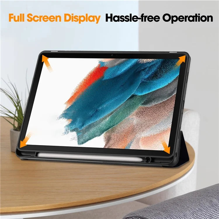 For Samsung Galaxy Tab A9+ Case Pattern Printing PU Leather Tri-fold Stand Cover with Pen Slot