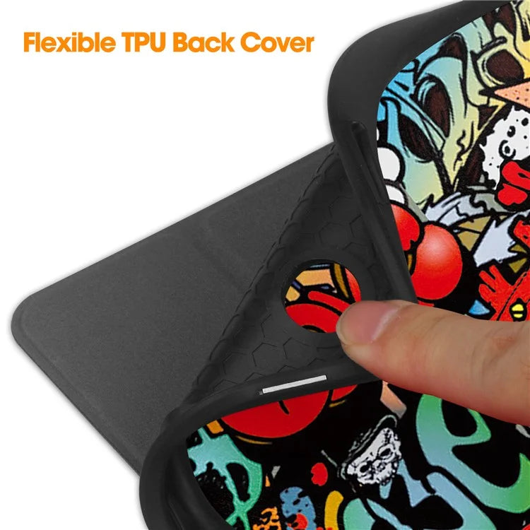 For Samsung Galaxy Tab A9+ Case Pattern Printing PU Leather Tri-fold Stand Cover with Pen Slot