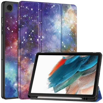 For Samsung Galaxy Tab A9+ Case Pattern Printing PU Leather Tri-fold Stand Cover with Pen Slot