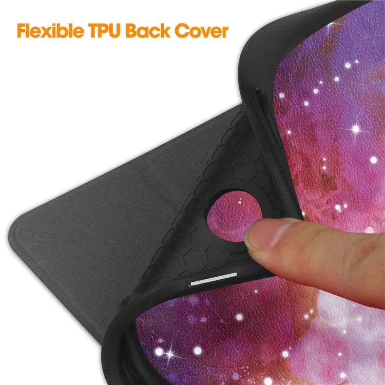 For Samsung Galaxy Tab A9+ Case Pattern Printing PU Leather Tri-fold Stand Cover with Pen Slot