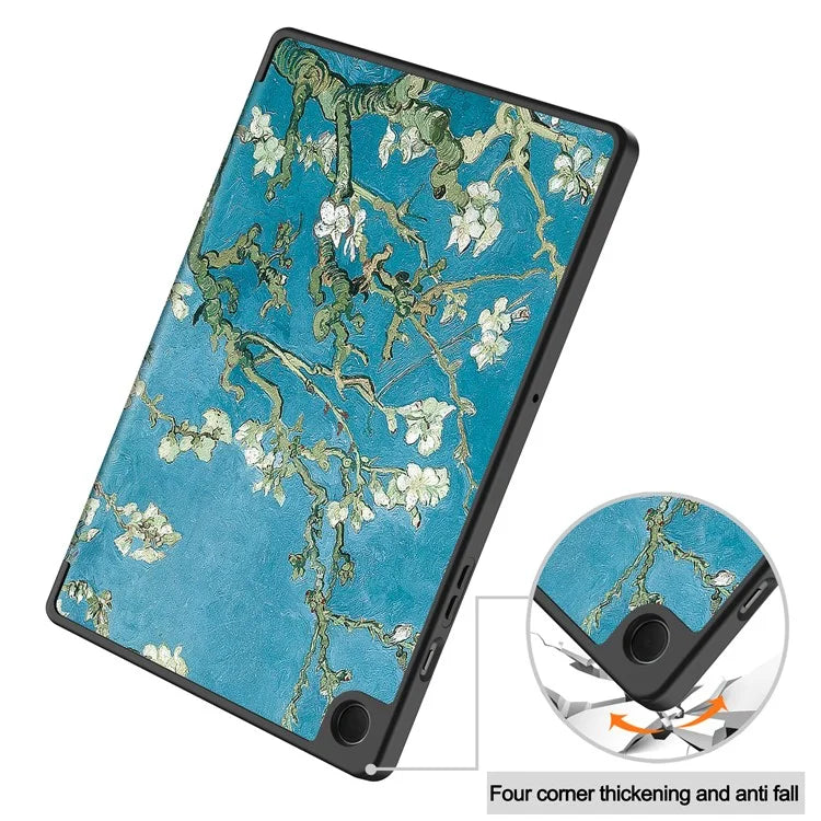 For Samsung Galaxy Tab A9+ Case Pattern Printing PU Leather Tri-fold Stand Cover with Pen Slot