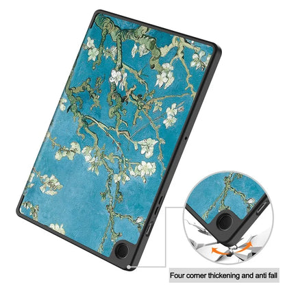 For Samsung Galaxy Tab A9+ Case Pattern Printing PU Leather Tri-fold Stand Cover with Pen Slot