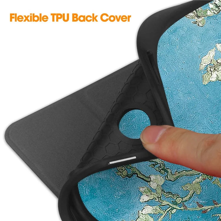 For Samsung Galaxy Tab A9+ Case Pattern Printing PU Leather Tri-fold Stand Cover with Pen Slot
