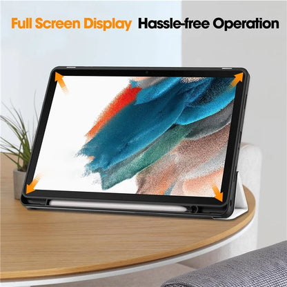 For Samsung Galaxy Tab A9+ Case Pattern Printing PU Leather Tri-fold Stand Cover with Pen Slot
