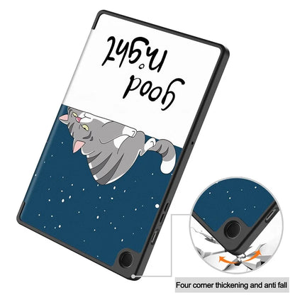 For Samsung Galaxy Tab A9+ Case Pattern Printing PU Leather Tri-fold Stand Cover with Pen Slot