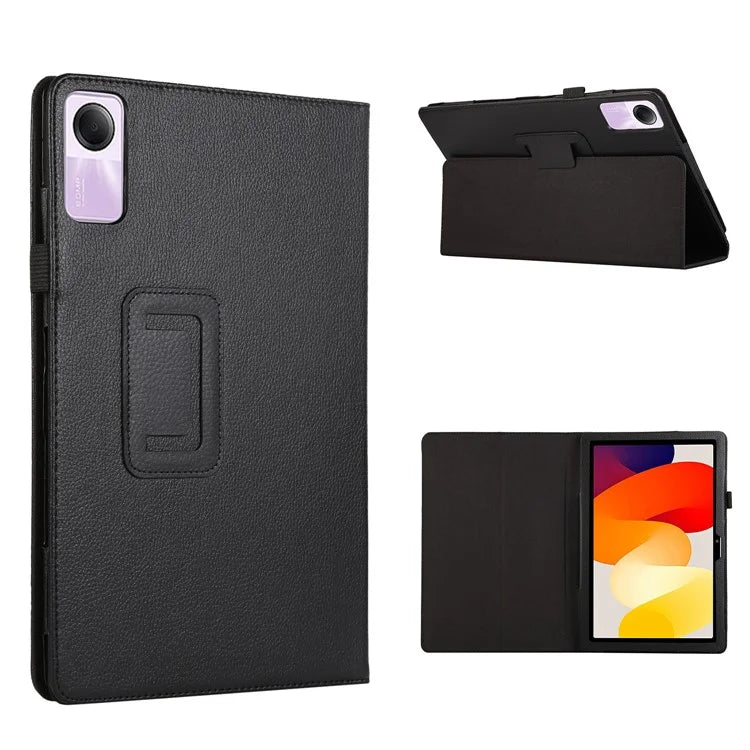 For Xiaomi Redmi Pad SE PU Leather Tablet Case Litchi Texture Bi-fold Stand Cover