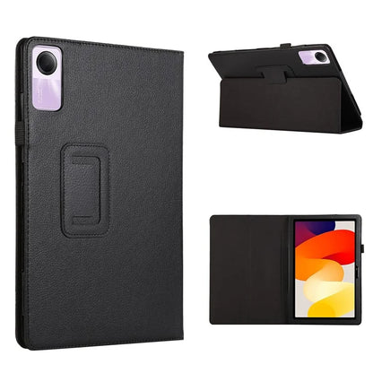 For Xiaomi Redmi Pad SE PU Leather Tablet Case Litchi Texture Bi-fold Stand Cover