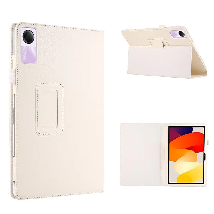 For Xiaomi Redmi Pad SE PU Leather Tablet Case Litchi Texture Bi-fold Stand Cover