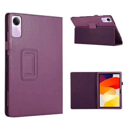 For Xiaomi Redmi Pad SE PU Leather Tablet Case Litchi Texture Bi-fold Stand Cover