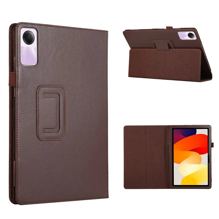 For Xiaomi Redmi Pad SE PU Leather Tablet Case Litchi Texture Bi-fold Stand Cover