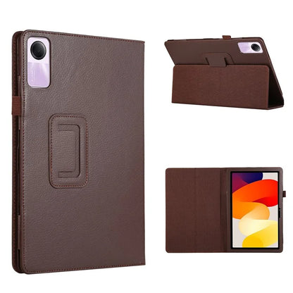 For Xiaomi Redmi Pad SE PU Leather Tablet Case Litchi Texture Bi-fold Stand Cover