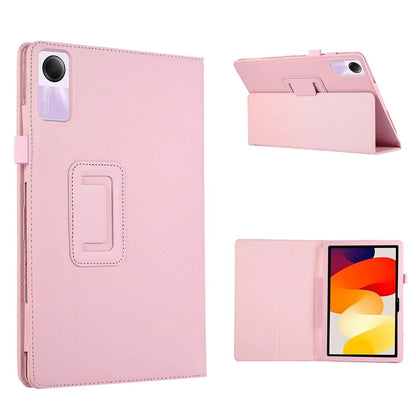 For Xiaomi Redmi Pad SE PU Leather Tablet Case Litchi Texture Bi-fold Stand Cover