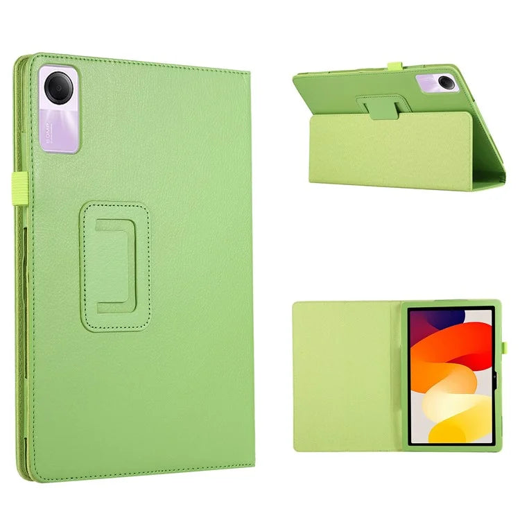 For Xiaomi Redmi Pad SE PU Leather Tablet Case Litchi Texture Bi-fold Stand Cover