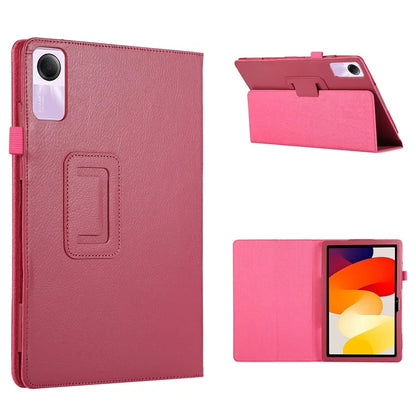 For Xiaomi Redmi Pad SE PU Leather Tablet Case Litchi Texture Bi-fold Stand Cover