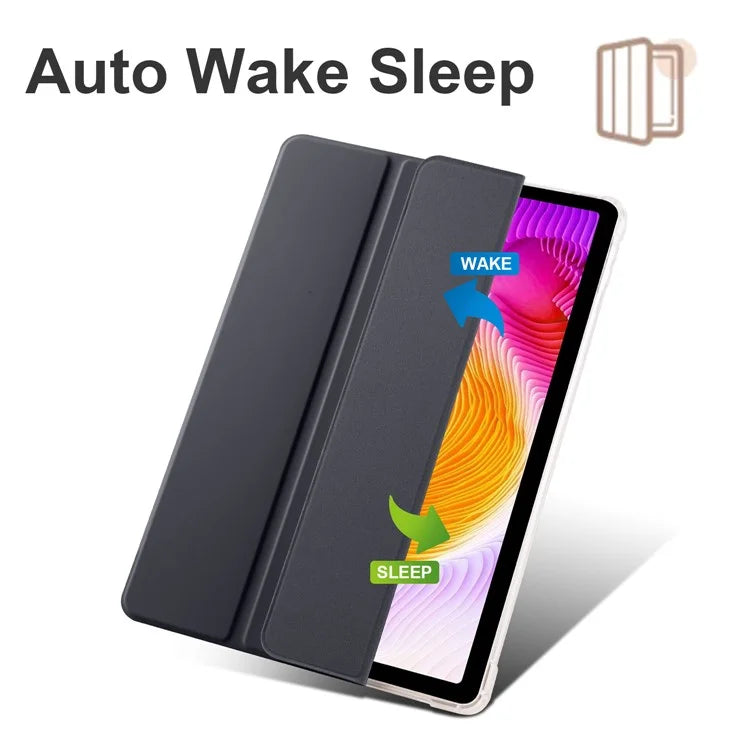 For Xiaomi Redmi Pad SE Clear Back Case Tri-fold Stand Tablet Cover with Pen Slot