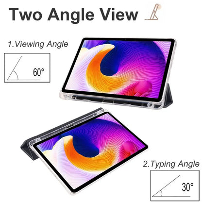 For Xiaomi Redmi Pad SE Clear Back Case Tri-fold Stand Tablet Cover with Pen Slot