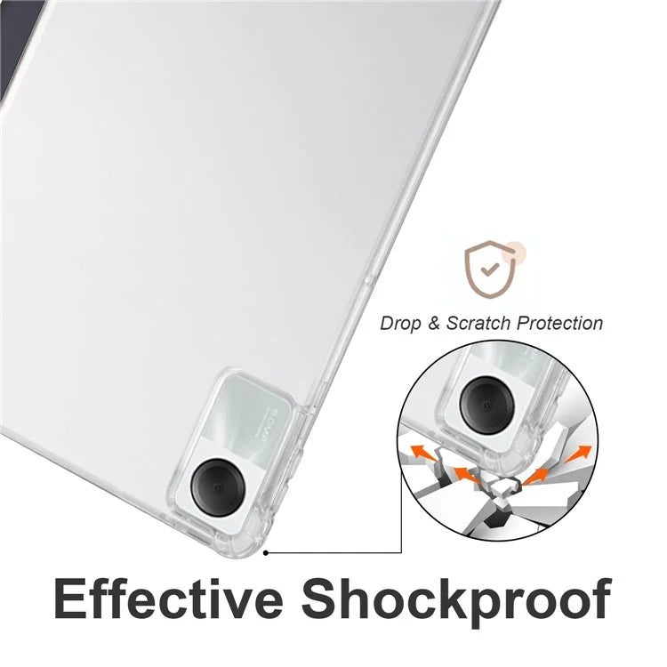 For Xiaomi Redmi Pad SE Clear Back Case Tri-fold Stand Tablet Cover with Pen Slot
