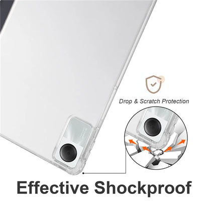 For Xiaomi Redmi Pad SE Clear Back Case Tri-fold Stand Tablet Cover with Pen Slot