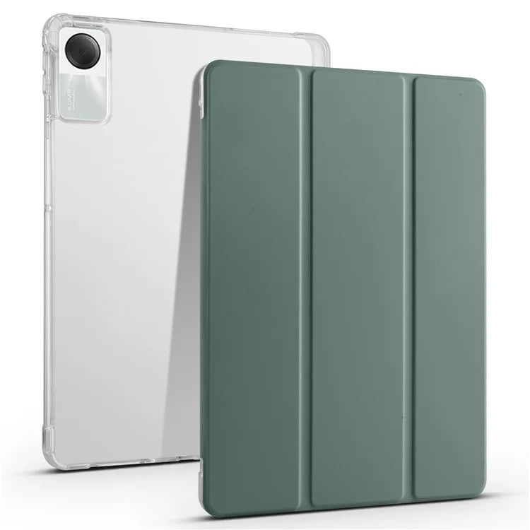 For Xiaomi Redmi Pad SE Clear Back Case Tri-fold Stand Tablet Cover with Pen Slot