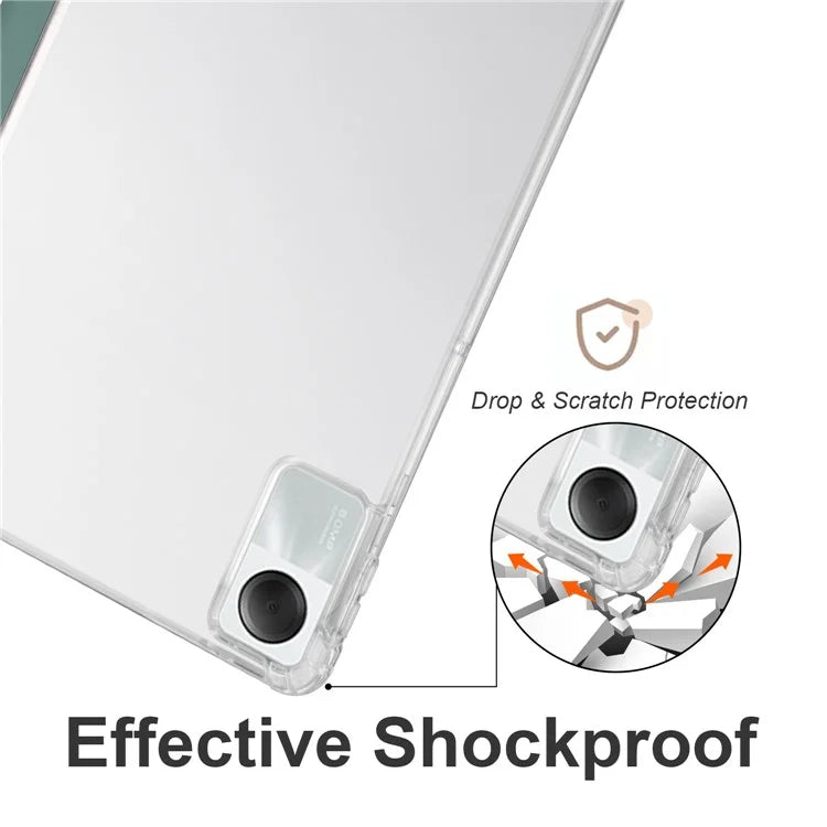 For Xiaomi Redmi Pad SE Clear Back Case Tri-fold Stand Tablet Cover with Pen Slot