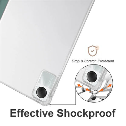For Xiaomi Redmi Pad SE Clear Back Case Tri-fold Stand Tablet Cover with Pen Slot