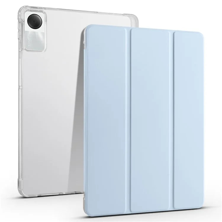For Xiaomi Redmi Pad SE Clear Back Case Tri-fold Stand Tablet Cover with Pen Slot