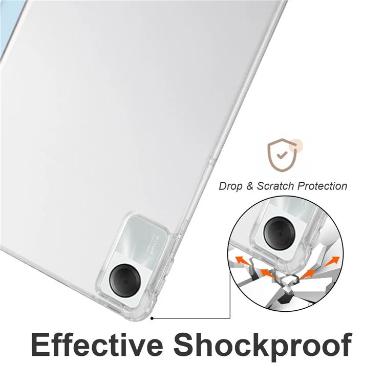 For Xiaomi Redmi Pad SE Clear Back Case Tri-fold Stand Tablet Cover with Pen Slot