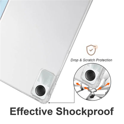 For Xiaomi Redmi Pad SE Clear Back Case Tri-fold Stand Tablet Cover with Pen Slot