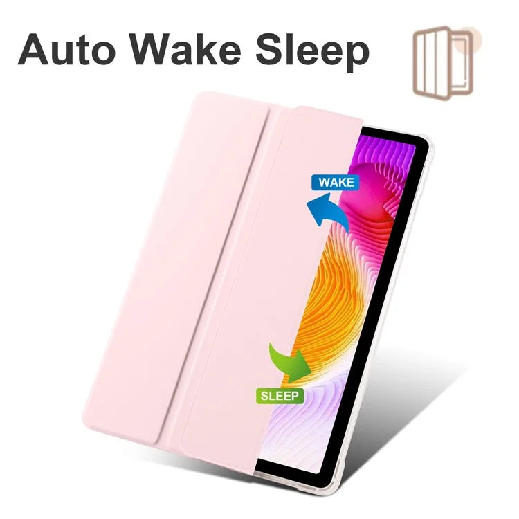For Xiaomi Redmi Pad SE Clear Back Case Tri-fold Stand Tablet Cover with Pen Slot