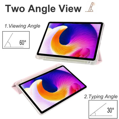 For Xiaomi Redmi Pad SE Clear Back Case Tri-fold Stand Tablet Cover with Pen Slot
