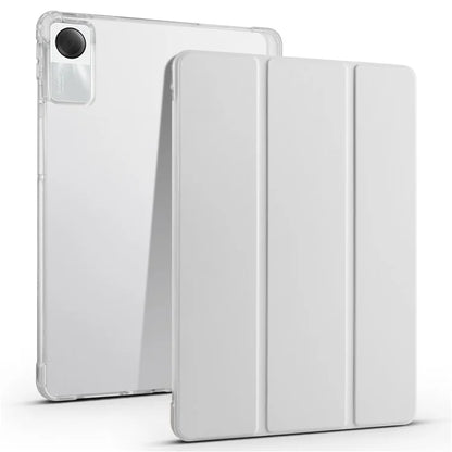 For Xiaomi Redmi Pad SE Clear Back Case Tri-fold Stand Tablet Cover with Pen Slot