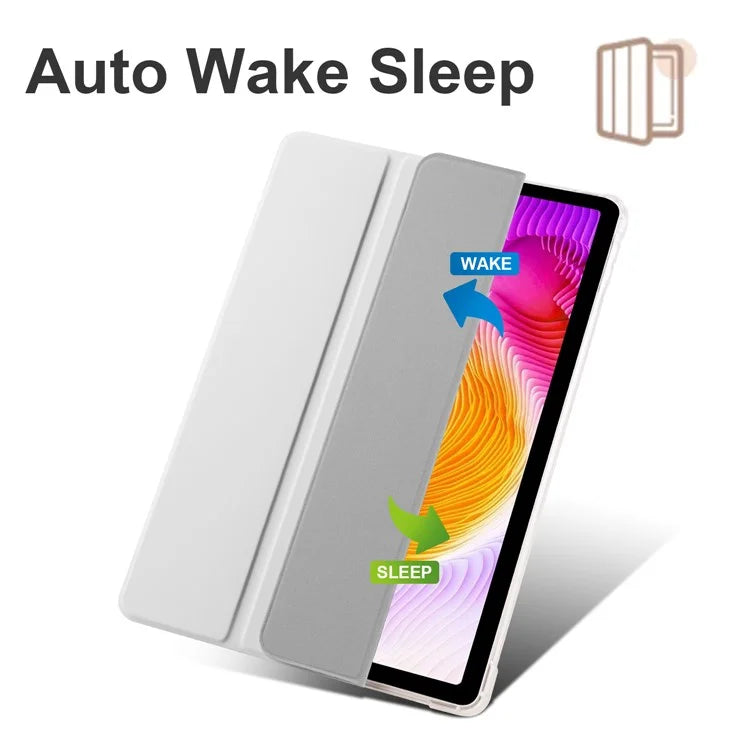 For Xiaomi Redmi Pad SE Clear Back Case Tri-fold Stand Tablet Cover with Pen Slot