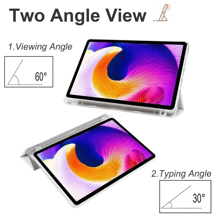 For Xiaomi Redmi Pad SE Clear Back Case Tri-fold Stand Tablet Cover with Pen Slot