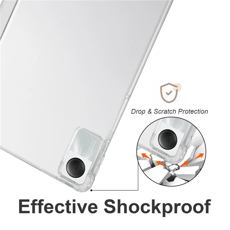 For Xiaomi Redmi Pad SE Clear Back Case Tri-fold Stand Tablet Cover with Pen Slot