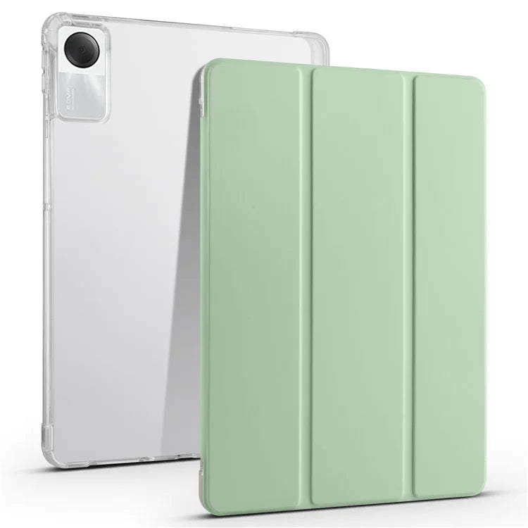 For Xiaomi Redmi Pad SE Clear Back Case Tri-fold Stand Tablet Cover with Pen Slot