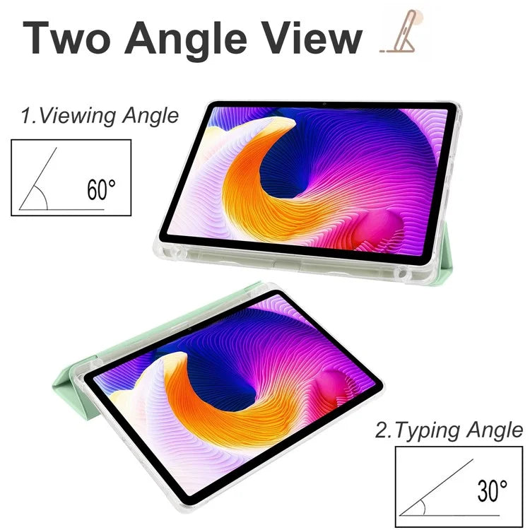 For Xiaomi Redmi Pad SE Clear Back Case Tri-fold Stand Tablet Cover with Pen Slot