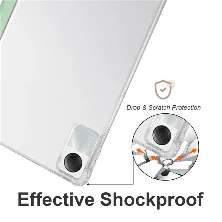 For Xiaomi Redmi Pad SE Clear Back Case Tri-fold Stand Tablet Cover with Pen Slot