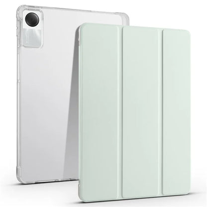 For Xiaomi Redmi Pad SE Clear Back Case Tri-fold Stand Tablet Cover with Pen Slot