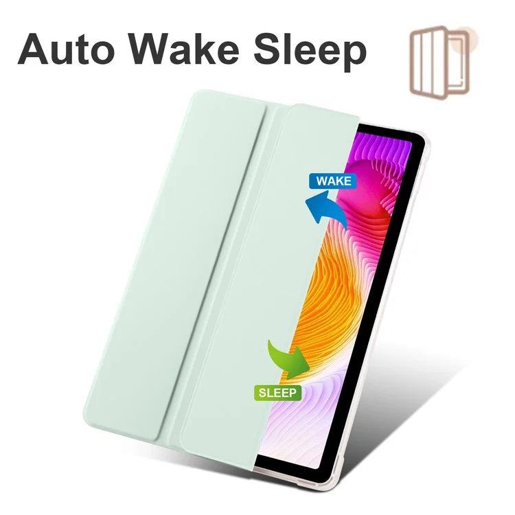 For Xiaomi Redmi Pad SE Clear Back Case Tri-fold Stand Tablet Cover with Pen Slot