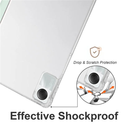 For Xiaomi Redmi Pad SE Clear Back Case Tri-fold Stand Tablet Cover with Pen Slot