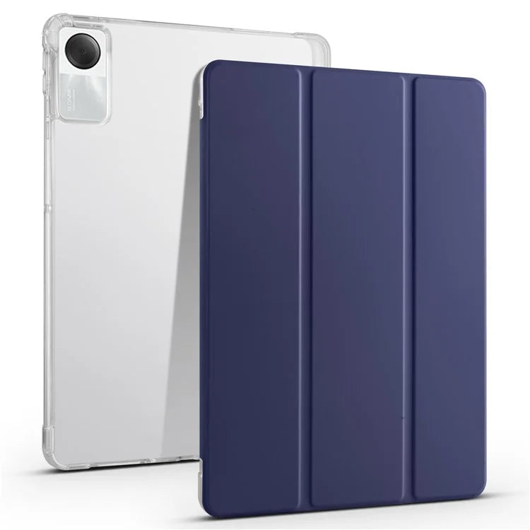 For Xiaomi Redmi Pad SE Clear Back Case Tri-fold Stand Tablet Cover with Pen Slot